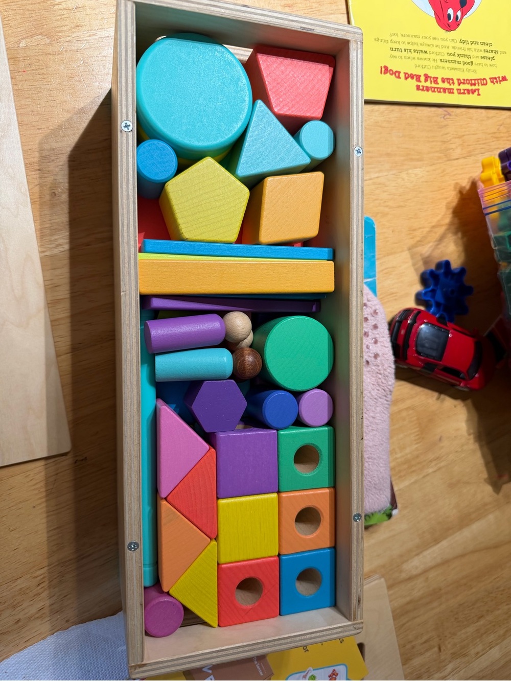 Wooden Multicolor Shape Building Set for Kids - Assorted Colors